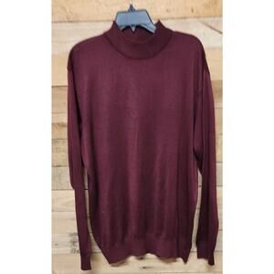Mens Inserch Mock Neck Pullover Knit Soft Cotton Blend Sweater Burgandy XL